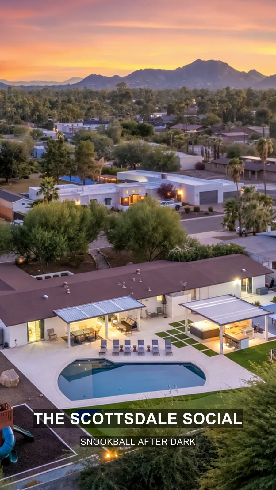 The Scottsdale Social — An after-dark look at The Scottsdale Social's Snookball setup and blue-and-red game court.